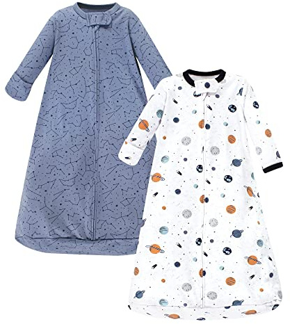 Hudson Baby Unisex Baby Cotton Long-Sleeve Wearable Sleeping Bag, Sack, Blanket, Space, 3-9 Months