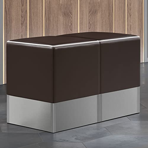 GGMMÖBEL CUBO Diner | 2-er Set Bistro Sitzwürfel - Hockerbank | Braun | Leder | Sitzhöhe: 48 cm | Leder Dicke: 1,1 mm | Schaumstoffdichte: 35 Rg | Schaumstoffdicke: 6 cm | Quadratisch