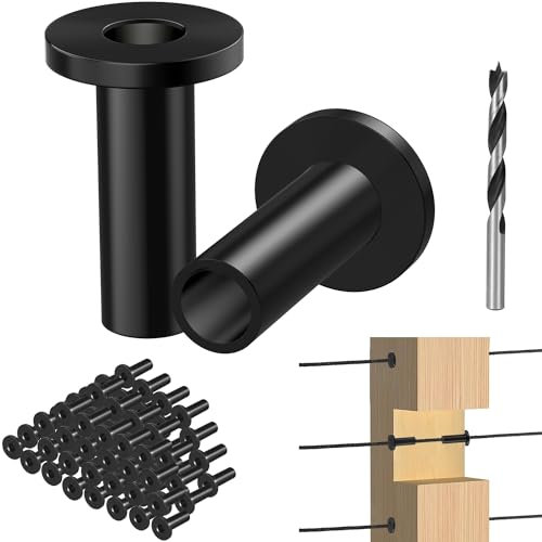 Steel DN Mate Paquete de 100 fundas protectoras negras para cable de cuerda de alambre de 1/8 pulgadas para postes de madera intermedios, barandilla de acero inoxidable de grado marino T316 con una