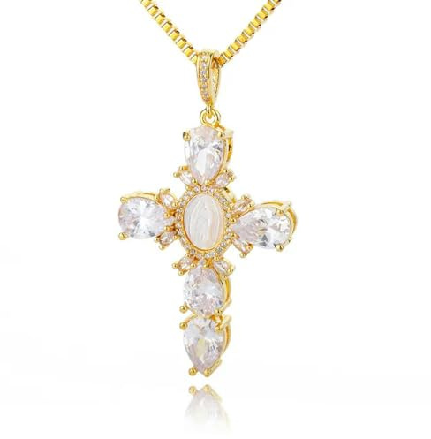 Haarnadel Weißer Kristall Zirkon Kreuz Halskette für Frauen Choker Charm Anhänger Box Kette Weiblicher Schmuck
