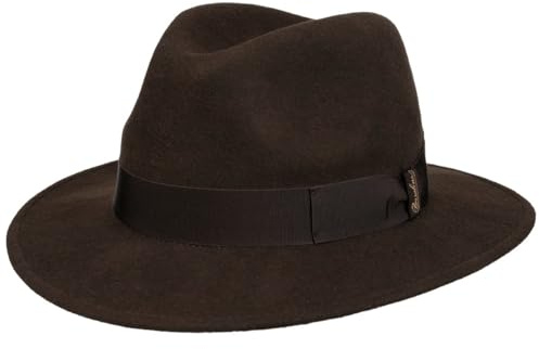 Borsalino Piemonte Traveller Wollhut Wollfilzhut Filzhut Damen/Herren - Made in Italy mit Ripsband, Ripsband Winter Herbst-Winter - 59 cm braun