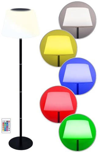 Lunartec LED Wohnzimmerleuchten: Solar-LED-Tisch- & Stehleuchte mit Fernbedienung, RGB & CCT, 400 Lumen (Balkonlampe, Outdoor Stehlampe, RGBW)
