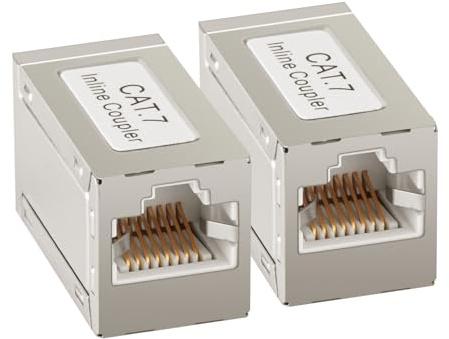 AXFEE RJ45 koppling Cat7, 2 stycken CAT6-kontakter för LAN-kabel, förlängning, nätverkskabel, Ethernet patchkabel – Kompatibel med Cat 7 Cat6 Cat5 Cat5e