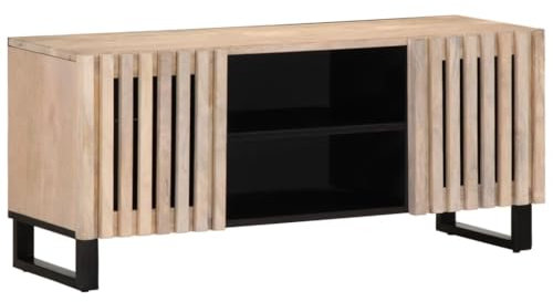 ShGaxin 377439 Meuble TV en bois massif avec manche blanc 105 x 34 x 46 cm