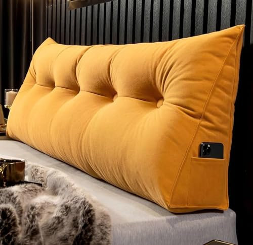 Almohada de apoyo para respaldo de cabecero, almohada de lectura triangular con bolsillo lateral para dormitorio, cama, ventana de bahía, sofá tatami