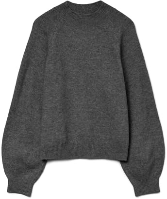 VERO MODA - Maglione da Donna, Modello VMLEAF, Grigio Scuro mélange, L