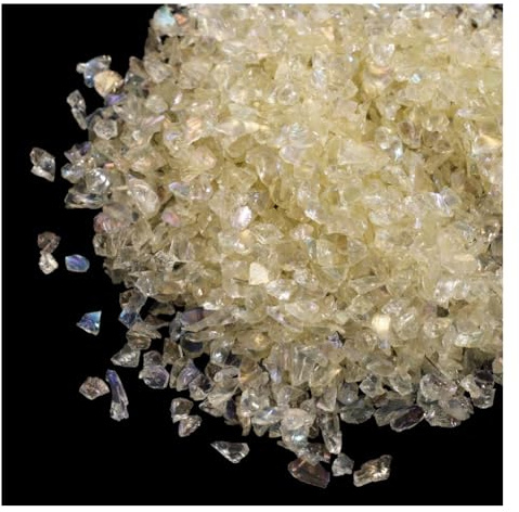 Wisafory Crushed Glass Chips Unregelmäßiges Glaschips Glitter Ungebohrte Glasperlen Transparent Glas für Hochzeit Party Vasenfülle Hochzeiten Tischdekorationen Kunsthandwerke 100g Gelb