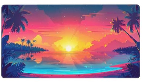 Mauspad XXL 600x300mm,Mauspad Sonnenuntergang Mousepad,Kokosnussbaum Schreibtischunterlage Kinder,Wasserdicht Mauspad Gaming,Vernähte Kanten Desk Mat,Anti-Rutsch Mouse Pad,Gaming,Büro,Zuhause ly-332
