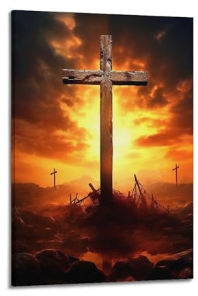 GJDYMX Cross Grave at Dusk Christian Religious Poster Poster Decorative Painting Canvas Wall Posters And Art Picture Print Modern Family Bedroom Decor Posters 20x30inch(50x75cm)