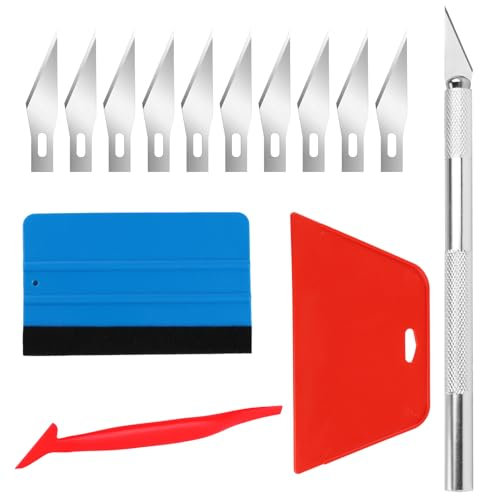 GTNCE Set di Raclette per Pellicole, Raclette per Pellicole, Coltello di Precisione e 10 Lame di Ricambio, Raclette per Pellicola, Strumento per Pellicole per Auto e Finestrini