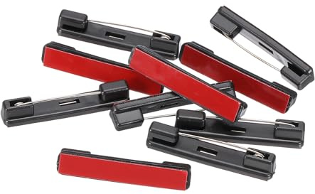 PATIKIL 10Pcs Alfileres De Seguridad, 36mm Alfileres De Seguridad Autoadhesivos Alfileres De Distintivo Alfileres Grandes con Tiras Adhesivas De Respaldo Plano Ropa Manualidades DIY, Negro