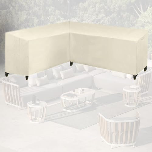 Housse de protection pour canapé d'angle d'extérieur - 192 x 260 x 82 cm - Imperméable - Coupe-vent - Anti-neige - Anti-poussière - Pour meubles de jardin