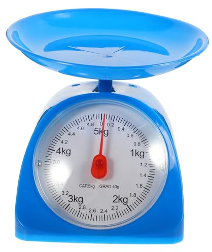 Homoyoyo Küchenwaage Analog mit Rundem Zifferblatt und Waagschale 5kg Tragbare Backskala aus Abs mit Rutschfestem Design und Einfachem Ablesen im Dunkeln Zufällige Farbe