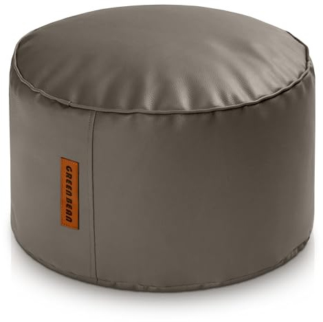 Green Bean Sitzhocker aus Kunstleder - Pouf mit EPS Perlen Füllung - 43 x 30 cm - perfekte Ergänzung zum Sitzsack - Sitzwürfel Sitzkissen Hocker Fußhocker - Hellbraun