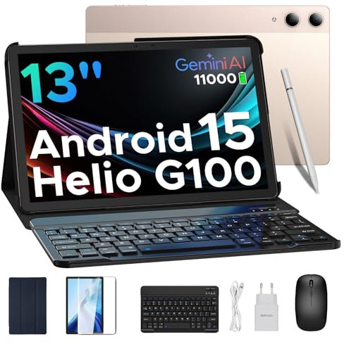 DOOGEE Tab E3 Pro Android 15 Tablet 13 Zoll FHD+ Helio G100 Octa Core,11000mAh 18W, 32 GB+256 GB/2TB TF, Gaming Tablet mit SIM Card Slot, Tablets mit Tastatur und Stift,Gemini AI,13MP, Face ID/OTG/GPS