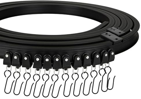AROMUJOY Flexible Decken-Vorhangschiene, 3 Meter/9.84ft Gardinenschiene Deckenmontage mit Stummen Rollen, Gebogene Deckenschiene, Deckenvorhangschiene für Fenster Vorhänge Duschvorhang Krankenhaus