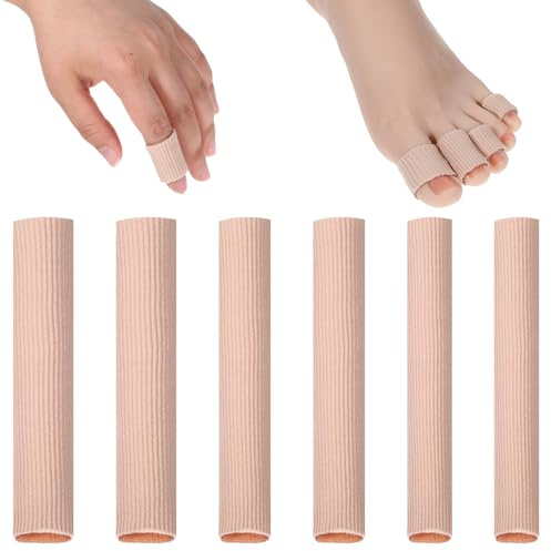 Giantree 6 Stück Silikon Zehenschutz, 3 Größen Schneidbar Zehenschutz, Toe Cushion Tube Gel Fingerschutz Schlauchbandage Druckschutz für Kissen Mais Blasen Schwielen Zehen und Finger (S+M+L)