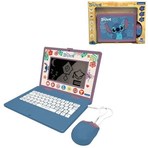 Lexibook, Stitch, Lern-Laptop für Kinder, JC599Di3 | Deutsch/Englisch, 170 Aktivitäten, großer Bildschirm, Lernspiele und Musik