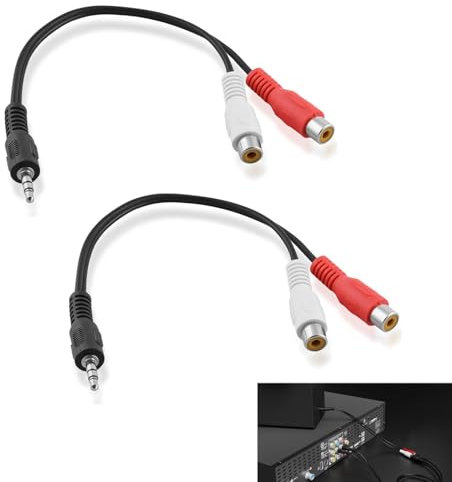 Kmuqshy 2 Pièces Câble Adaptateur Audio Jack 3.5mm vers 2 RCA - 2x RCA Femelle vers 3,5mm Jack Mâle, Cable Audio Stéréo, Connecteur AudioHaute Qualité pour Téléphone, TV, Lecteur MP3, Chaîne Hi-Fi