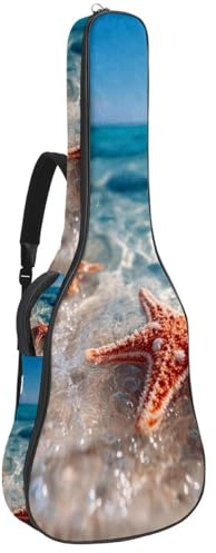 Tasche für Akustikgitarre, 1 cm dicke Polsterung, wasserdichte Oxford-Tuch-Gitarrentasche, Rucksack für 40-42 Zoll E-Bass, klassische Gitarren, niedliche Haie und Poolschwimmer Sommer Urlaub
