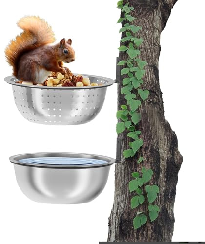 2 Stück Wildlife Eichhörnchen und Vogelfutterschalen 22cm Abnehmbarer Futternapf aus Metall mit Abflusslöchern Wandmontage für Außenzäune
