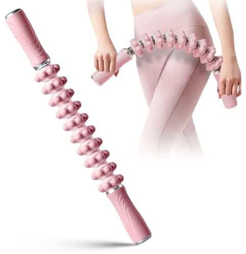 Faszienrolle Beine Massagegerät – Muskeltherapie Massagestab mit Silikonrädern & Anti-Rutsch Griff, Triggerpunkt Roller für Oberschenkel, Cellulite, Muskelkater & Tiefenmassage