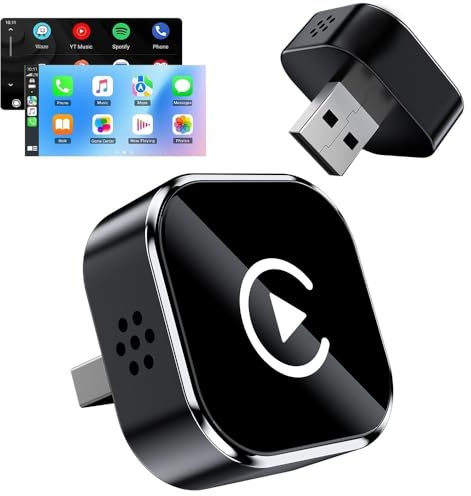 Nzkeuf 2 en 1 Adaptador inalámbrico CarPlay y Android Auto, Adaptador Android Auto Inalambrico, USB Pug y Play, Bluetooth 5.0, Conexión Rápida, Convierte CarPlay por Cable a inalámbrico