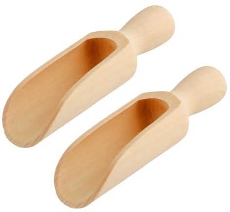 Lotsdonxia 2 Pcs 140mm Natural Wooden Scoops, Large Beechwood Bath Salt & Flour Scooper, Multi-Purpose Kitchen Scoop for Coffee Beans, Spices, Dry Ingredients or Crafts