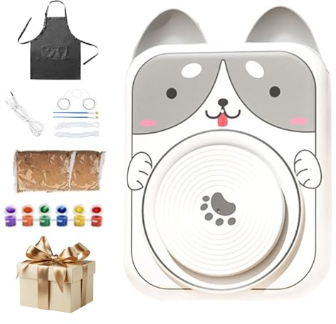Tornio in ceramica USB 5V DC - Tornio in ceramica con forme di animali | Kit arte per principianti con strumenti per scolpire modellare e dipingere argilla