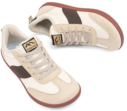Sosenfer dam herr breda barfotaskor | bred tålåda lätta fritidsskor | minimalistiska halkfria promenadskor | Zero-Drop sula sneakers unisex, Mesh beige, 41 EU bred