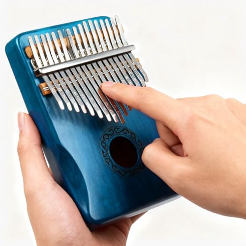 Kalimba 17 Key Thumb Piano, Portable Finger Piano Musical Instrument for Beginners Kids Adults,Ideal Gift (Blue)