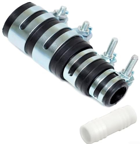 Adaptador de desagüe de lavavajillas a basura con 4 pinzas, conector de goma robusto para instalación a prueba de fugas, conector universal para manguera para cocina, color negro, 9,2 x 3,5 cm