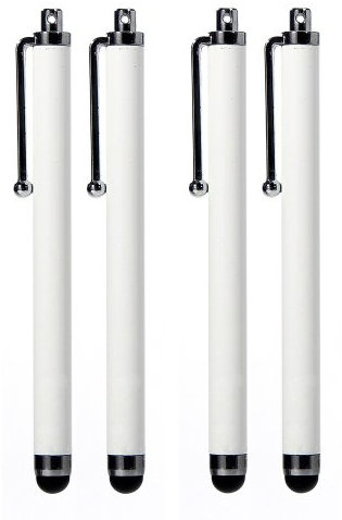 Pack of 4 WHITE Capacitive/Resistive Touchscreen Stylus Pen Compatible with All Touchscreen Devices Smartphone Tablets