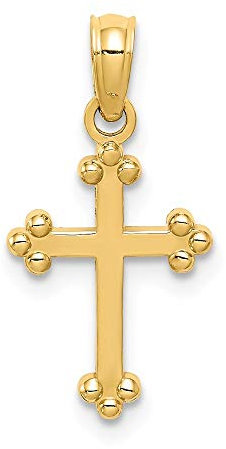 14 ct Gelb Gold Mini Kinder Kreuz Anhänger – Maßnahmen 13 x 10