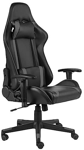 LIANGDONFC ohrensessel Vintage、kinosesselGaming-Stuhl Drehbar Grau PVCWohnzimmer, Büro,