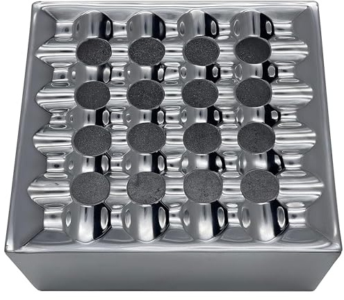Big Easy Tobacco Company Silver Square Grid Cigar Ashtray with Removable Lid & Secure Cigar Placement, Polished Pewter |Smoking Accessory for Cigar Enthusiasts |Ideal for Indoor and Outdoor