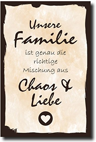 Homeyourself Holzschild Dekoschild Unsere Familie ist genau die richtige Mischung aus Chaos und Liebe mit Spruch 20x30cm Shabby Chic Vintage Wandschild Türschild Holzbild Holztafel Bild