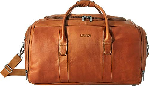 Kenneth Cole REACTION Duff Guy Colombian Leather 20 Single Compartment Top Load Travel Duffel Bag, Cognac