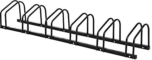 HOMCOM Bike Stand Parking Rack Floor or Wall Mount Bicycle Cycle Storage Locking Stand (6 Racks, Black)