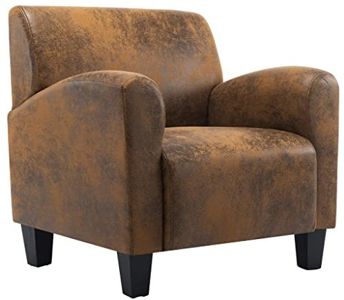 vidaXL Sessel Relaxsessel Polstersessel Armsessel Loungesessel Ledersessel Ruhesessel Fernsehsessel Stuhl Wohnzimmer Braun Wildleder-Optik