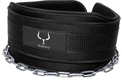 Bullstep - Dip Gürtel mit Kette Und Karabiner | Gewichtsgürtel Herren Damen | Gewichtsgürtel für Zusatzgewicht | Weight Belt Squat Für Klimmzüge Bodybuilding | Gewicht Gürtel