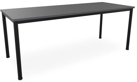 Schreibtisch u. Besprechungstisch mit schwarzem Tischgestell | Konferenztisch Bürotisch Computertisch Mehrzwecktisch Arbeitstisch PC-Tisch Homeoffice-Tisch (anthrazit, 200 x 80 x 77,5 cm)
