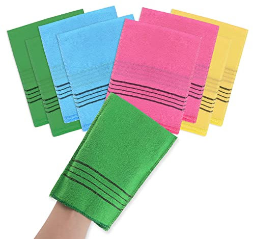 Molain 8Pcs Asiatischer Peeling-Waschlappen Peelinghandschuhe Große Korean Peeling Mitt Wiederverwendbare Viskose Rayon Duschtuch Körperpeeling Badeschwämme