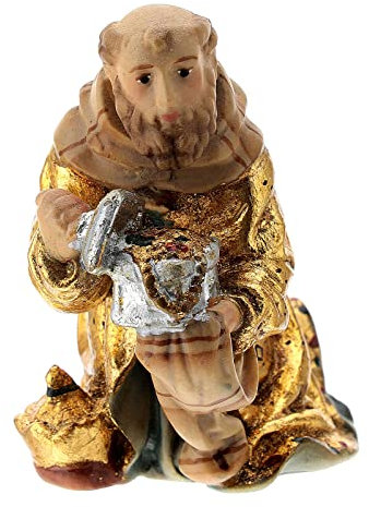 Holyart Heiliger König Holzfigur für Matteo-Krippe Grödnertal, 12 cm