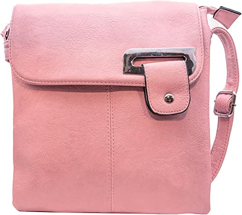 Woodland Leathers Women's Cross Body Shoulder Messenger Bag, Multiple Slip and Zip Pockets Handbag with Storage Pocket