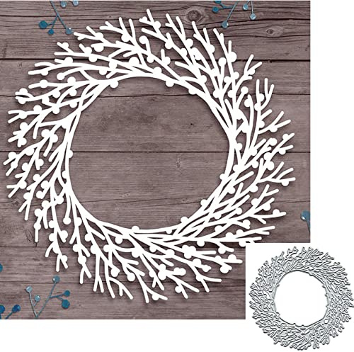 Yeyert Metall-Stanzformen, Kranz mit Zweigen, Hochzeit, Baum, Blume, Blätter, Stanzschablonen für Bastelarbeiten, Scrapbooking, Alben, dekorative Prägepapier-Stanzformen für Kartenherstellung
