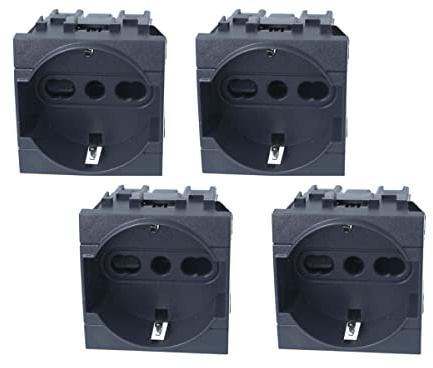 Interruptor de enchufe Serie Frutti, compatible con Bticino Living Light Negro (4 unidades enchufe Schuko)