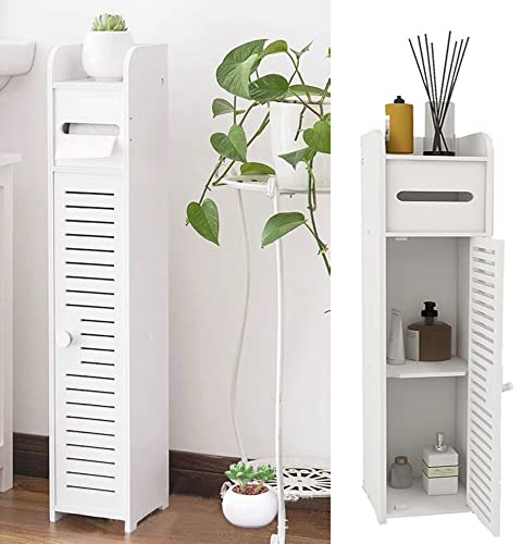 Toilettenpapieraufbewahrung Badregal Freistehend Aufbewahrungseinheit, Badezimmerschrank Badschrank Badregal Schrank für Bad, Wohnzimmer, Küche， Hochschrank Badezimmer mit 1 Papierrollenhalter