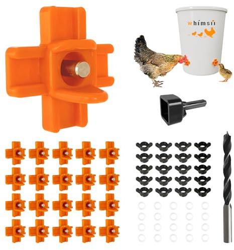 Whimsii Kycklingbröstvårtor (paket med 20), horisontell sidomontering, automatiskt anti-läckage bevattningssystem för fjäderfä, lämplig för kycklingar, ankor, vaktel, paket inklusive