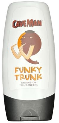 CaveMan FUNKY TRUNK Hygiene for Trunk and Bits (90ml) - Leave-On Hygiene and Odor Neutralizer Gel for Male Intimate Areas with Tea Tree Oil and Aloe Vera Extract
